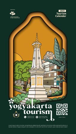 Illustration for Magazine or Book cover template for tourism calender with Yogyakarta culture illustration - Royalty Free Image