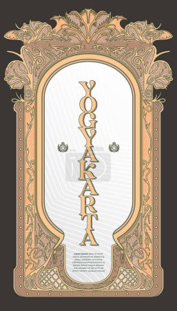 Illustration for Luxury Yogyakarta typography with border decoration flower, abstract frame illustration - Royalty Free Image
