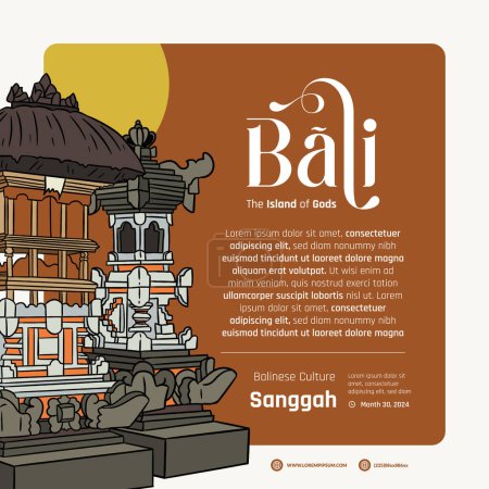 Téléchargez les illustrations : Sanggah Indonésie balinaise idée de mise en page de la culture pour l'illustration de conception d'affiche - en licence libre de droit