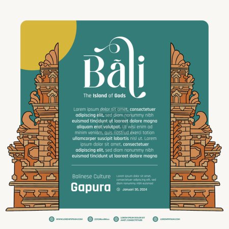 Téléchargez les illustrations : Gapura Indonésie balinaise idée de mise en page de la culture pour l'illustration de conception d'affiche - en licence libre de droit