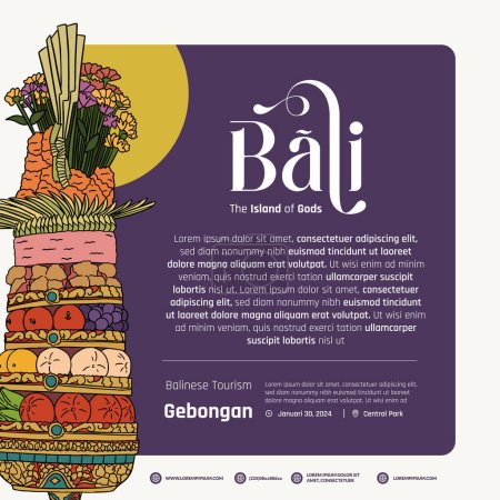 Téléchargez les illustrations : Gebongan Indonésie balinaise idée de mise en page de la culture pour l'illustration de conception d'affiche - en licence libre de droit