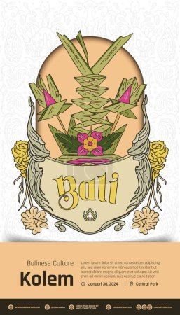 Téléchargez les illustrations : Modèle d'idée de conception d'illustration de culture indonésienne bali kolem - en licence libre de droit