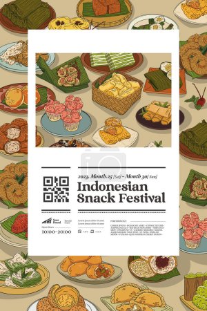 Téléchargez les illustrations : Festival indonésien Modèle d'événement poster créatif avec thème culinaire - en licence libre de droit