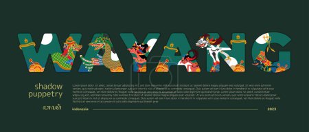 Téléchargez les illustrations : Marionnettes indonésiennes Illustration de design plat moderne pour magazine de couverture - en licence libre de droit