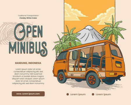 Ilustración de Transporte Tradicional Ontang Anting Sundanese West Java ilustración para la idea de promoción de turismo de póster - Imagen libre de derechos
