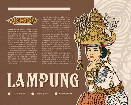 Illustration pour Livre de mise en page avec signets de mariage indonésiens pepadun de lampung Sumatera - image libre de droit