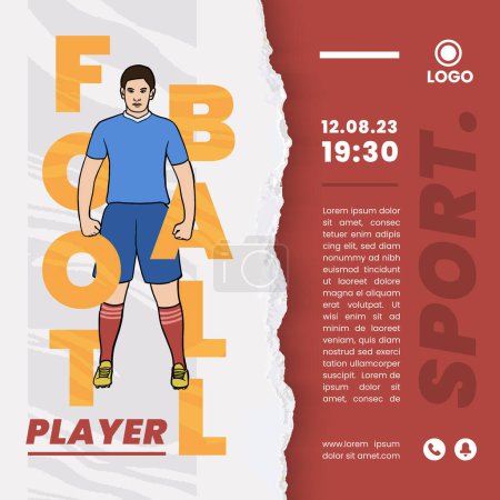 Illustration for Indonesian Football player hand drawn illustration for social media post - Royalty Free Image