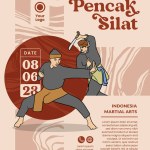 Indonesian Pencak Silat Martial Art illustration background for tourism event