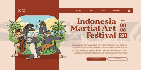 Illustration for Indonesian Pencak Silat Martial Art ethnic illustration for landing page UI design - Royalty Free Image