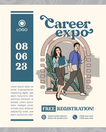 Téléchargez les illustrations : Illustration des employés indonésiens pour la carrière expo affiche mise en page idée - en licence libre de droit