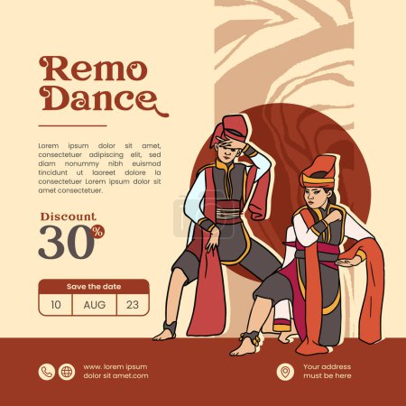 Ilustración de Remo danza de Surabaya java oriental diseño de diseño de diseño de ilustración - Imagen libre de derechos