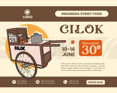 Illustration for Sundanese traditional food carts, indonesian street food carts cilok - Royalty Free Image