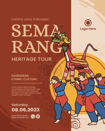 Dugderan Festival de Semarang Illustration dessinée à la main indonésienne