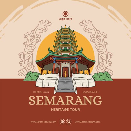 Illustration for Semarang central java heritage illustration - Royalty Free Image
