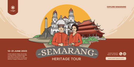 Central Java Culture illustration banner background
