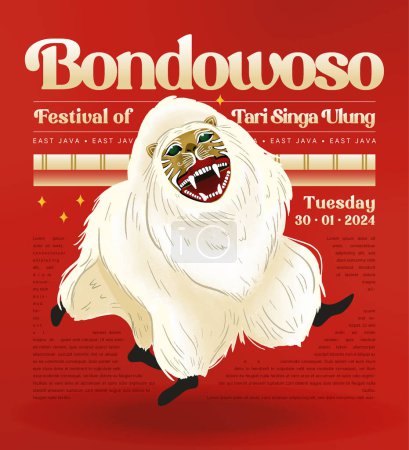 Illustration for Tourism event layout with indonesian culture east java dancer illustration - Royalty Free Image