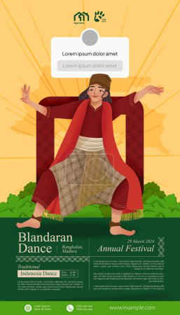Ilustración de Diseño del evento turístico con la cultura indonesia java oriental bailarina ilustración - Imagen libre de derechos