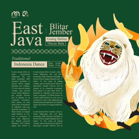 Téléchargez les illustrations : Illustration dessinée à la main de la culture indonésienne Singa Ulung Bondowoso East Java - en licence libre de droit