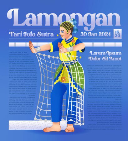 Téléchargez les illustrations : Mise en page de l'événement touristique avec la culture indonésienne illustration danseuse Java oriental - en licence libre de droit