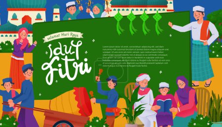 Illustration for Colorful Flat design layout illustration for muslim Eid Fitr Colorful Flat design layout illustration for muslim Eid Fitr day - Royalty Free Image