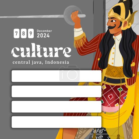 Creative layout idea with Indonesia dancer Beksan Wireng Dance Central Java Illustration
