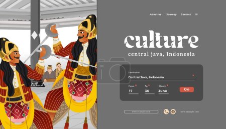 Illustration for Creative layout idea with Indonesia dancer Beksan Wireng Dance Central Java Illustration - Royalty Free Image