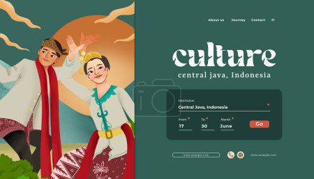 Illustration for Landing Page layout idea with indonesian culture Gambang Dance Semarang Central Java illustration - Royalty Free Image