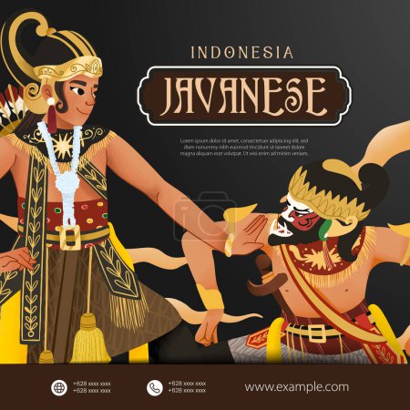 Bambangan Cakil Surakarta Indonesia cultivo celular sombreado ilustración dibujada a mano