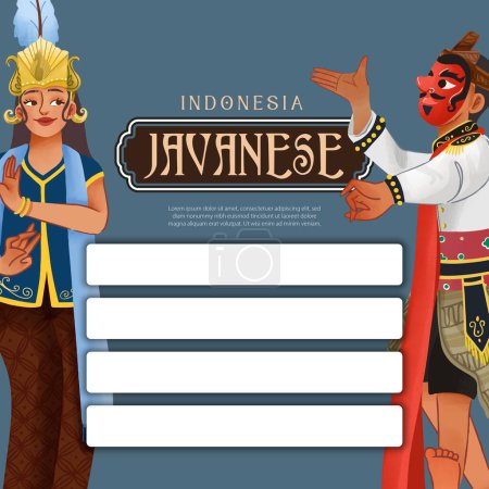 Ilustración de Social Media post idea con Indonesia bailarina ilustración celda sombreado estilo - Imagen libre de derechos