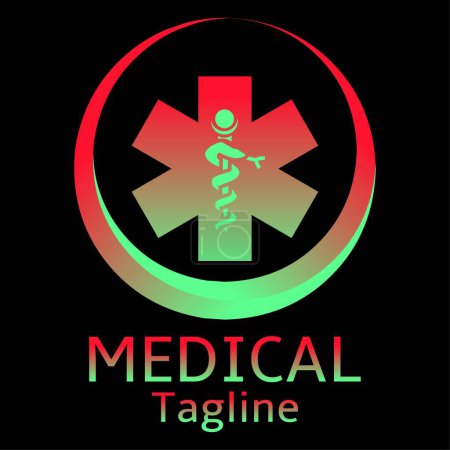Illustration for Paramedic logo symbol icon modern design. Asclepius and six pointed star sign logo. Blue and green color star of life logo vector. Emergency medical care symbol vector - Royalty Free Image