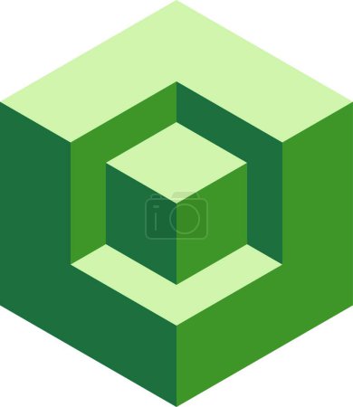 Ilustración de Ilusión óptica de cubo 3d. Cubo en el cubo. Ilustración vectorial de cajas. caja geométrica de ilusión 3d para diseño gráfico, logotipo, símbolo, educación o arte - Imagen libre de derechos