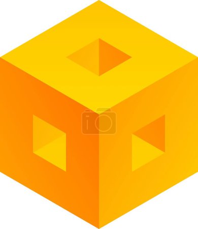 Illustration for 3d optical illusion cubes. 3d illusive shape of boxes. Vector illustration of orange cube. 3d illusion of geometric for logo, design, art, education or art. Perspective illusion cubes illustration - Royalty Free Image