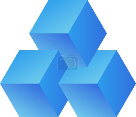 Illustration for 3d optical illusion cubes. 3d illusive shape of boxes. Vector illustration of blue cube. 3d illusion of geometric for logo, design, art, education or art. Perspective illusion cubes illustration - Royalty Free Image