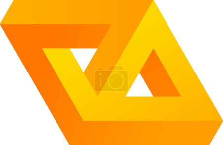Illustration for 3d optical illusion shape. 3d impossible shape of triangle. Vector illustration of penrose. 3d illusion of geometric for logo, design, education or art. Perspective illusion shape illustration - Royalty Free Image