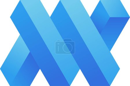 Illustration for 3d optical illusion of cross shape. 3d illusion cross shape of block. 3d geometric blue spiral blocks. Vector illustration for logo, design or art with perspective illusion blocks - Royalty Free Image