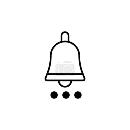 Illustration for Vector flat illustration of alarm bell line icon isolated on white background. Bell icon for notification, signal, reminder, sound, call, alarm sign. Vector illustration - Royalty Free Image