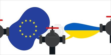 Illustration for Ukraine eurointegration, UA progress to join the European Union. colors of national flags. Vector illustration - Royalty Free Image