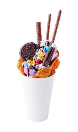Photo for Belgian waffle with mm's and oreo cookies - Royalty Free Image