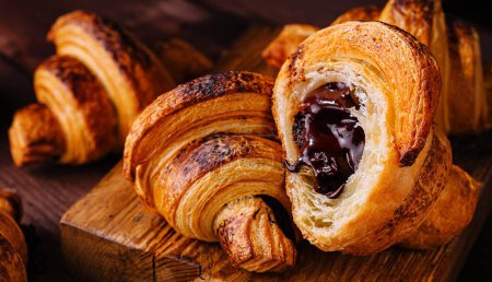 Photo for Croissant filled with chocolate close up - Royalty Free Image