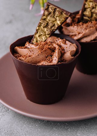 Photo for Chocolate cup cakes close up - Royalty Free Image