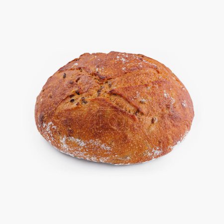 Artisan loaf of bread with a crusty exterior isolated on a white background, perfect for bakery themes