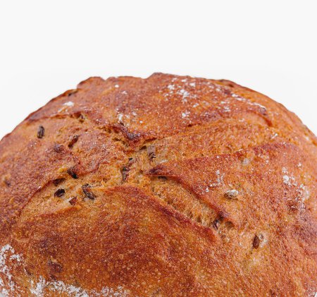 Artisan loaf of bread with a crusty exterior isolated on a white background, perfect for bakery themes