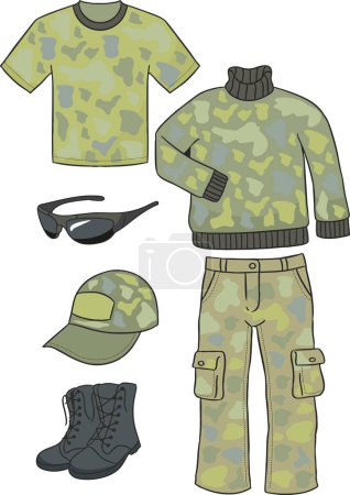 Illustration for Ubrania moro wojskowe na biwak - Royalty Free Image