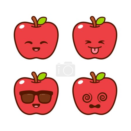 Illustration for Set of Cute Apple Stickers - Royalty Free Image