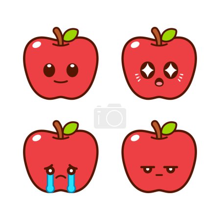 Set of Cute Apple Stickers