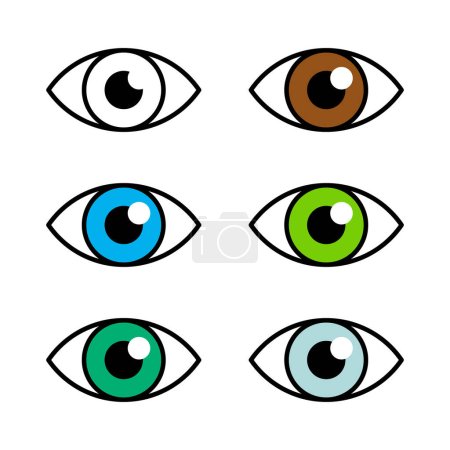 Ensemble d'icônes pour les yeux avec différentes couleurs