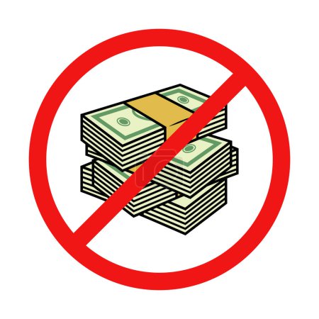Illustration for No Cash Money Sign on White Background - Royalty Free Image