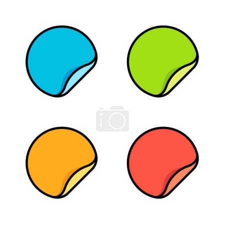 Illustration for Peeled Round Flat Design Stickers - Royalty Free Image