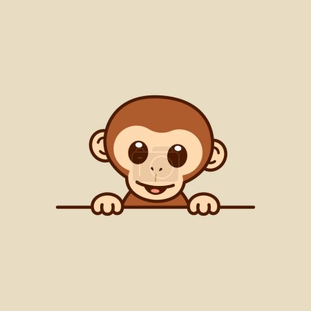 Foto de Cute Peeking Monkey Vector Illustration - Imagen libre de derechos
