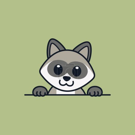 Illustration for Cute Peeking Raccoon Vector Illustration - Royalty Free Image